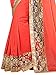 Shonaya Women's Embroidered Georgette Orange Half & Half Saree With Unstitched Blouse Piece