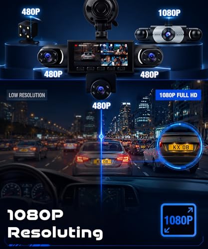 2026 Rimoody 5 Channel Car Dashcam 360°, 5 HD 1080P Cameras Front Rear Left, 3.16 Inch IPS Screen, IR Night Vision, Loop Recording, 24 Hour Parking Surveillance