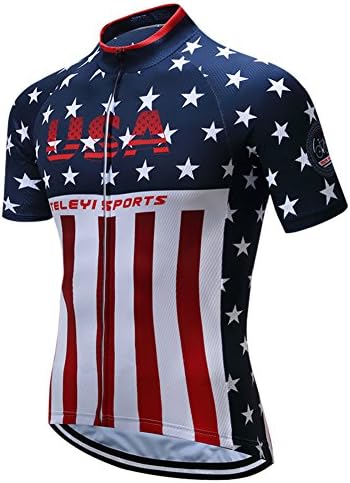 USA Flag Stars Casual Sports bicycle Quick-Dry T-shirt Top Sleeve - 2 XXXXL