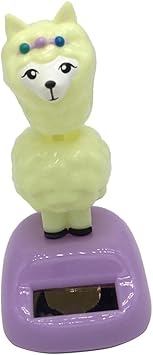 NYLSA Lovely Auto Car Ornament Solar Powered Swinging Alpaca Doll Bobblehead Toy Home Table Decor Educational