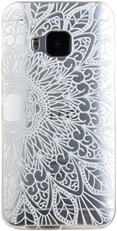 HTC One M9 Case Cover, [Totem Series] Flexible Soft Clear Transparent TPU Totem Mandala Henna Silicone Gel Rubber Camo Skin for HTC One Hima - Half Peacock Flower