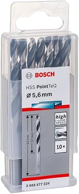 Bosch 10pc PointTeQ HSS Twist Drill Bit for Metal 5.6 x 57 x 93 mm