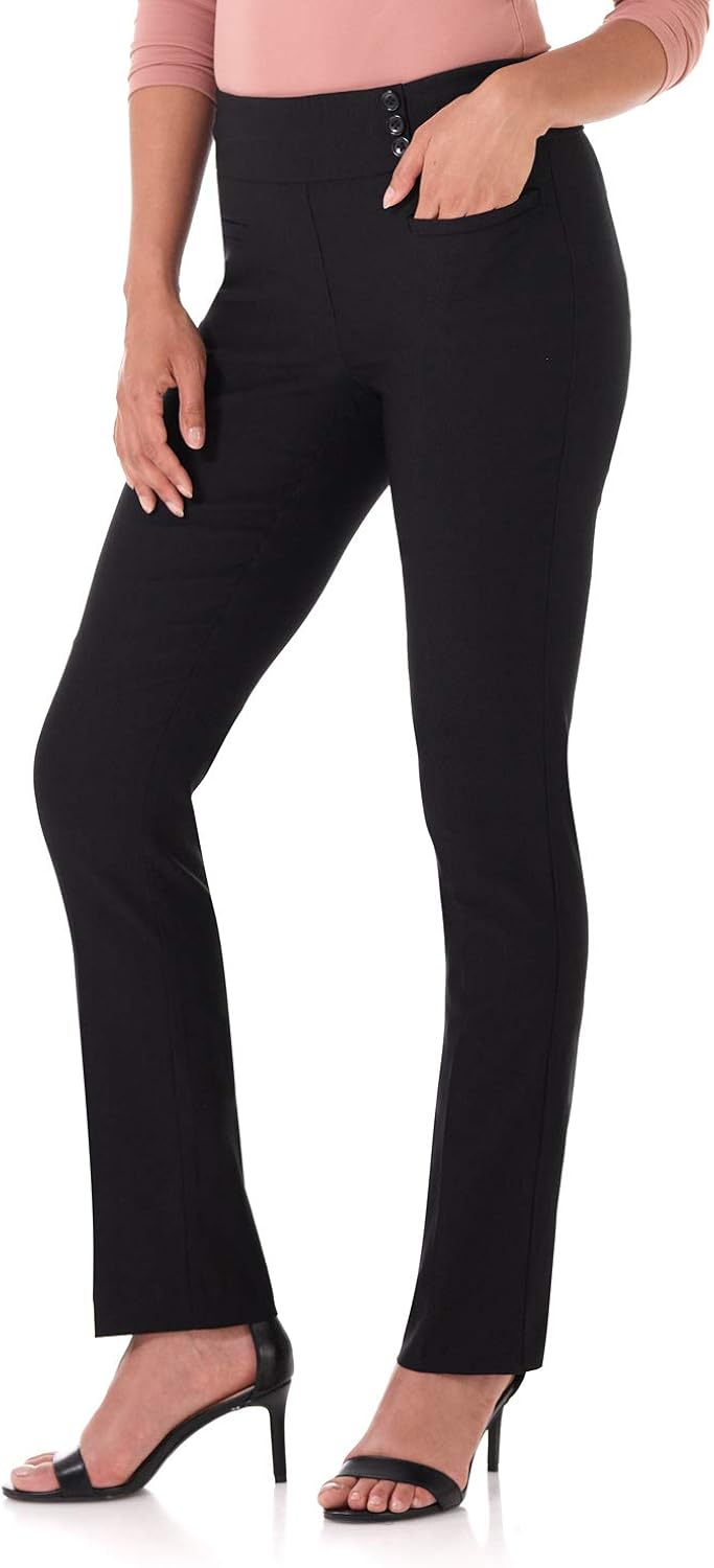 Rekucci Women's Ease Into Comfort Everyday Chic Straight Pant w/Tummy Control: Clothing