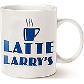 Babimarkeebei Latte Larry's Coffee Shop Coffee Mug - Funny Cute Graphic Ceramic Coffee Mug Coffee Mugs Tea Cup Fun Novelty Gift 11 oz Double Side Printed Funny White Tea Cup