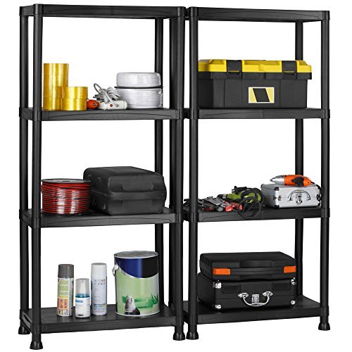 Oypla 4 Tier Black Plastic Heavy Duty Shelving Racking Storage Unit