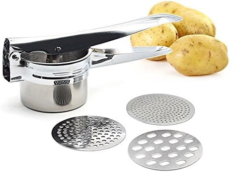Mash Potato Ricer Set - Yamoo Stainless Steel Ricer Set, Baby Food Strainer, Fruit Masher, and Food Press - 3 Interchangeable Ricing Discs