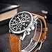 FOVICN Men's  Fashion Business Quartz Watch with Brown Leather Strap Chronograph Waterproof Date Display Analog Sport Wrist Watches, Black