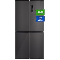 CHiQ CCD503NEIBE Frigorifero americano a porta incrociata,503 L, compressore a inverter, Totale assenza di gelo, flusso multi-aria, Spazio Care+, Congelamento rapido, Display touch LED, colore: Scuro