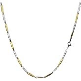 Joddfly Two-Tone Stainless Steel Chain Necklace for men, 22.4 Inches, Gold Silver, 28.5g
