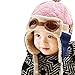 PanDaDa Baby Boys Hats Winter Warm Cap Hat Beanie Pilot Aviator Crochet Earflap Pink Medium