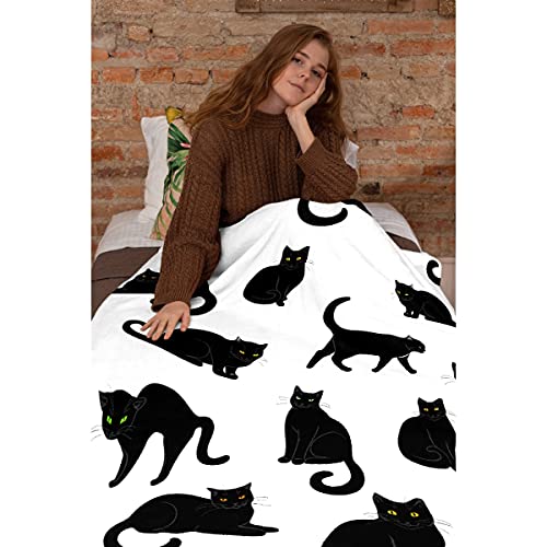 Black Cats Blanket Throw Super Soft and Cozy Blankets for Home Decoration, Couch, Bed, Sofa 50