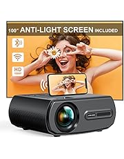 Jimveo Projector, 5G WiFi Bluetooth Projector, Native 1080P 9500L Mini Portable Video Projector Support 4K/4D Keystone, Home/Outdoor Movie Projector for Phone/PC/TV Stick/Switch(100“ Screen Included)