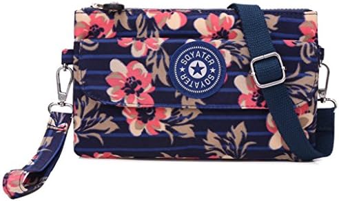Kecartu Women's Small Water-resistant Nylon Crossbody Messenger Bag Dual Layers Wristlet Clutch Purse