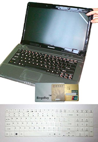 US Layout Keyboard Skin Cover + 15.6'' anti glare Screen Protector for Acer Aspire E5-551 E5-551G E1-570 E5-571 E5-571G E5-571P E5-571PG E1-572 E1-572P V5-561PG V5-561G (semi-white keyboard skin)
