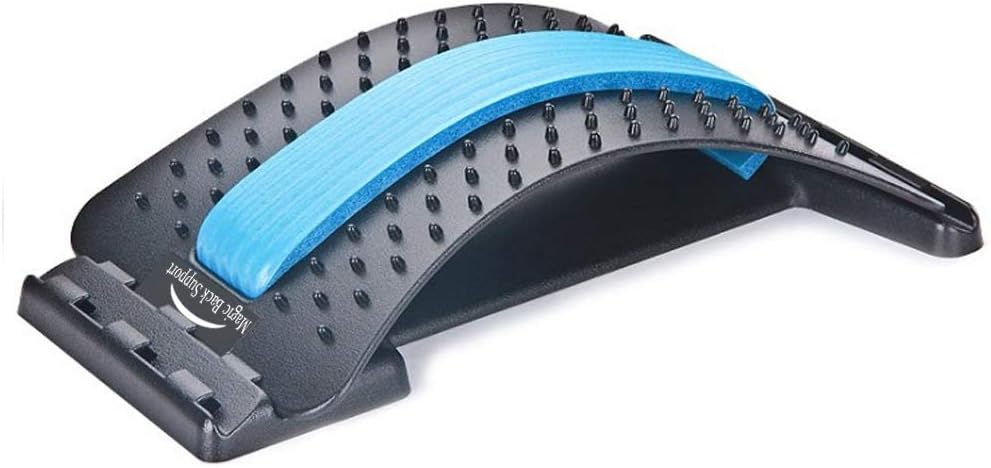 Back Stretching Device,Back Massager for Bed & Chair & Car,Multi-Level Lumbar Support Stretcher Spinal, Lower and Upper Muscle Pain Relief(Black/Blue): Health & Personal Care