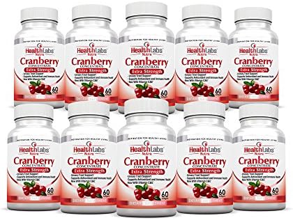 Health Labs Nutra 50:1 Triple-Strength Cranberry Concentrate 10-Month Supply with Vitamins C &amp; E – Promotes Urinary Tract and Immune Support- (Pack of 10)