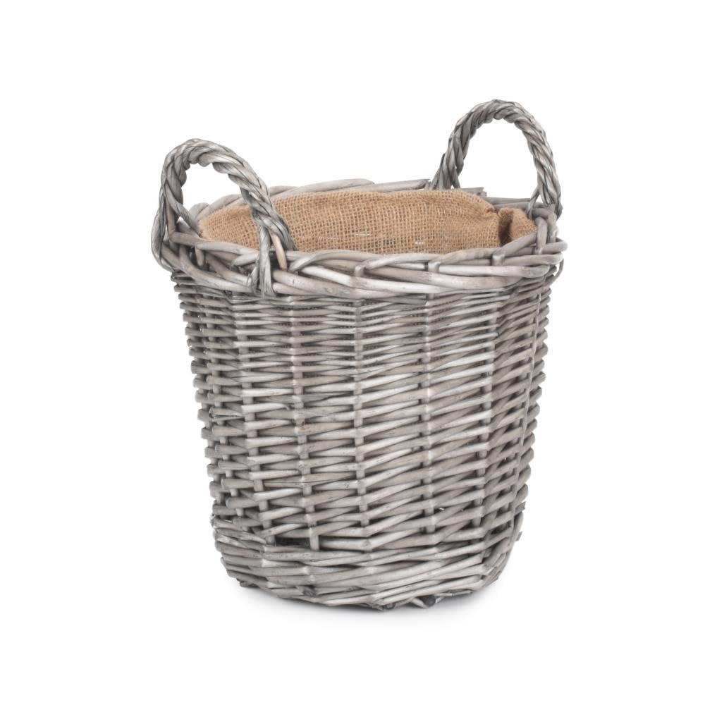 Red Hamper Willow Small Antique Wash Finish Lined Wicker Log Basket