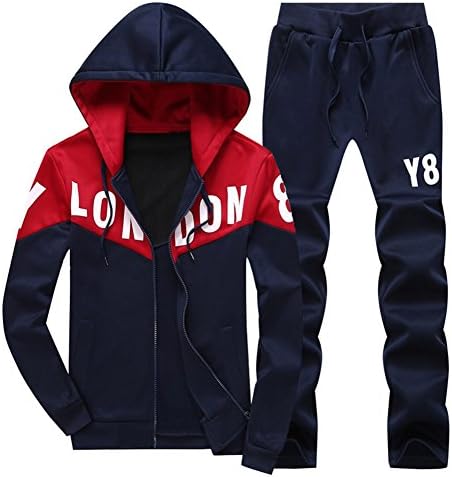 Moulan New Stand Collar Hoodies Sweatshirt Men Fashion SportSuit Hoodie+Pants Grey XL