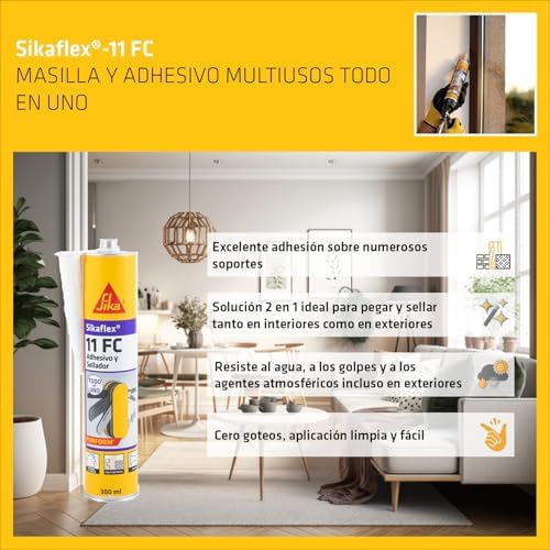 SIKA - Massa adesiva multiusos - Sikaflex 11 FC Purform - Bege - Junta e cola - Selante multi-suporte em poliuretano - Interior e Exterior - 300ml