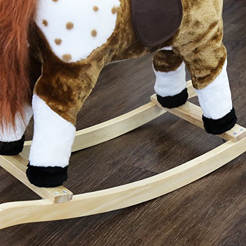 Peach Tree Baby Kids Plush Toy Rocking Horse Pony with Realistic Sounds for Children's Day Gift Rocking Horse Birthday Present, Brown