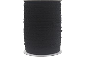 Bristlegrass Picot Loop Elastic Band for Sewing 3/8" 10mm Roll Spool Decorative Frilly Lace Stretchy Ribbon for Lingerie Underwear Sewing Trim (G-3/8 Inch x 50 Yards,Black)