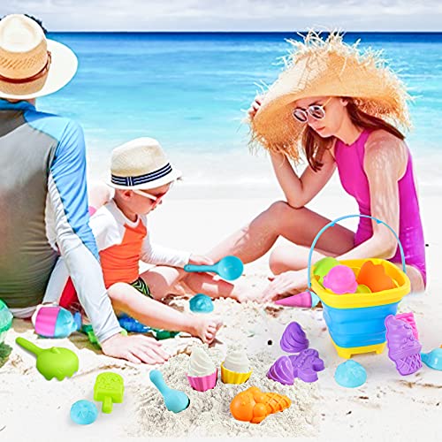 Shindel 25PCS Kids Beach Sand Toys Set, Sand Tools with Bucket Pinwheel Shovels Ice Cream Mold Set, Kids Outdoor Toys