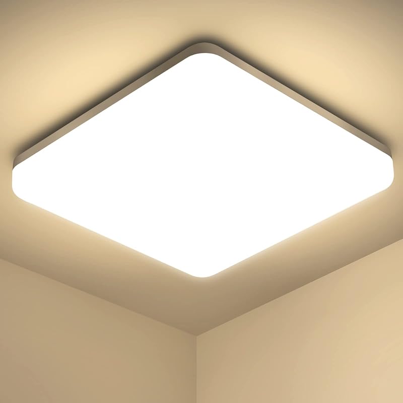 Luz de teto LED, 20W 2000LM 4000K Candeeiros de teto, lâmpada quadrada quadrada ultrafina IP44 para sala de estar, casa de banho, varanda, quarto, corredor, cozinha, cozinha