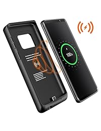 Funda de batería para Samsung Galaxy S9 Qi compatible con carga inalámbrica (4200 mAh), batería recargable extendida, funda protectora portátil para Samsung Galaxy S9, Negro