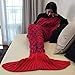 yashidali Wearable Mermaid Tail Blanket Crochet, All Seasons Warm Knitted Bed Blankets Sofa Living Room Quilt for Kids and Adults, Fish-Scales Pattern, 70.9
