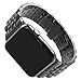 PUGO TOP Band Compatible for Apple Watch Series 10 9 8 7 Ultra 2/Ultra Series 6 5 4 3 SE iWatch iPhone Watch Link Band Loop Stainless Steel for Men Women (42/44mm/45mm/49mm, Matte Black + Glossy Black)