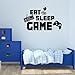 BIBITIME DIY English Sayings Quotes EAT SLEEP GAME Wall Decal Keyboard Handle Silhouette Sticker for Boys Bedroom Kids Room Decor Internet Bar Video Arcade Art Mural