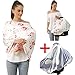 Baby Car Seat Covers - Stroller Canopy Breastfeeding Covers, Multi-use Carseat Canopy, for Boys and Girls Shower Gift (Print Flower)