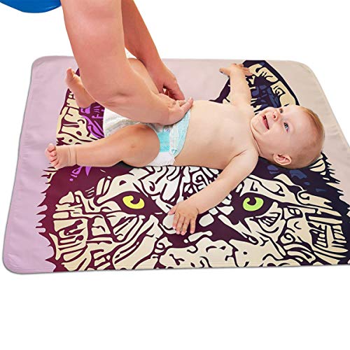 V5DGFJH.B Baby Portable Diaper Changing Pad Siberian Husky Dog Time Urinary Pad Baby Changing Mat 31.5" x25.5''