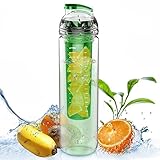 STRONG Tritan Sport Fruit Infuser Water Bottle(3 Color Option) 27oz - BPA Free (Green)