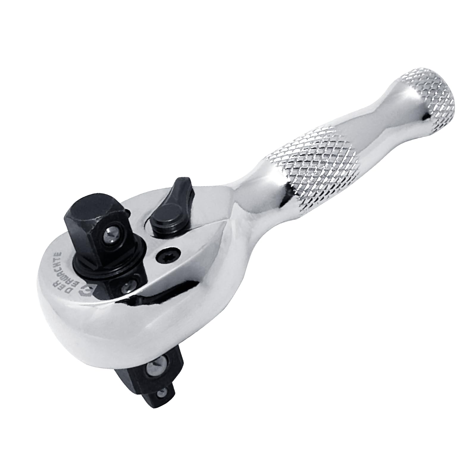 Photo 1 of DER ERWACHTE 3-in-1 Stubby Ratchet Handle, 1/4 ", 3/8 ", 1/2" Drive Ratchet Wrench, 72-Tooth, Reversible Switch, Full-Polished Chrome Plating, Chromium Vanadium Steel
