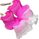 Nimiman Women 1 Pair (Left+Right) Silk Belly Dance Fans Veil Belly Dancing Long Folding Fans Length 180 cm Width 90 cm