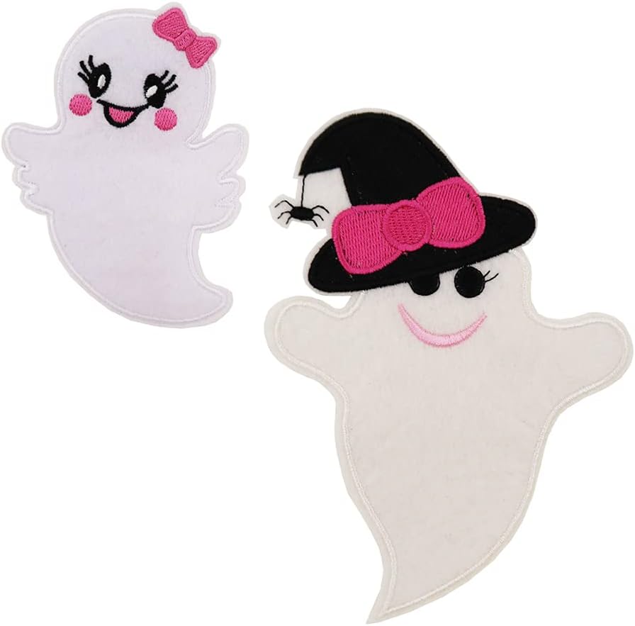Mixed Media - Halloween Boo Ghost Large Felt Applique Embroidered Iron On Patches 2 Pack