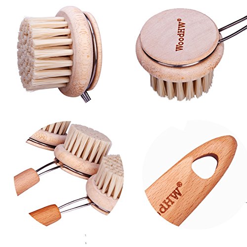 Comfysail 1PC Wooden Dish-washing Brush Hanging Dish Brush with Long Handle Cup Wok Brush Home Kitchen Cleaning Tool