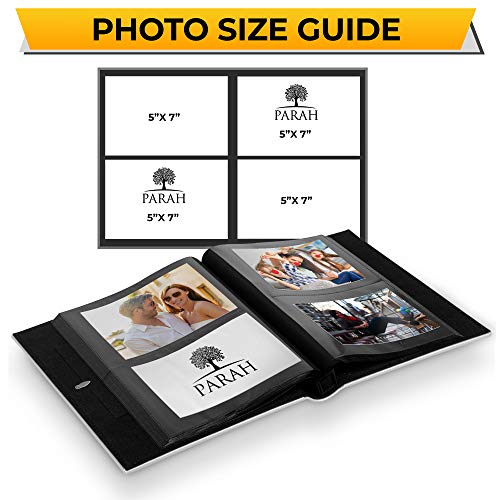 PARAH LIFE Luxury 200 5X7 Photo Album for Wedding Anniversary Vacation Baby and Family Photos Beautiful Leather Bound Picture Display Book for 200 5x7 Photographs Scrapbook Foto Silver