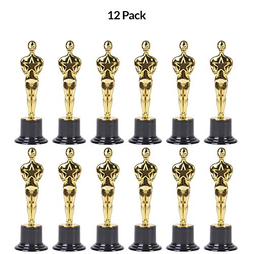 6" Gold Award Trophies Pack of 12 Bulk Golden Statues Party Award