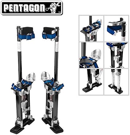 Pentagon Tools | Professional 15"-21" | Black Drywall - Painting - Work Stilts | Aluminum