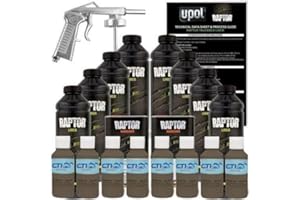 CTI INDUSTRIAL SUPPLY Raptor Truck Bed Liner Kit with Colored WWII Olive Drab #34094 Tint and Spray Gun - 8 Liters - Protective Spray On Paint for Coating Trucks, Tailgates, Vehicle Undercoating - Tintable Bedliner Formula