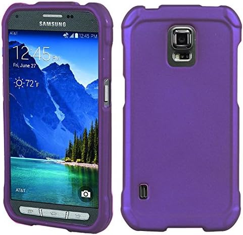 Galaxy S5 Active Case, Purple Rubberized Hard Shell Cover for Samsung SM-G870A