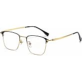 Cyxus Men Blue Light Blocking Glasses Half Rimless Computer Gaming Glasses