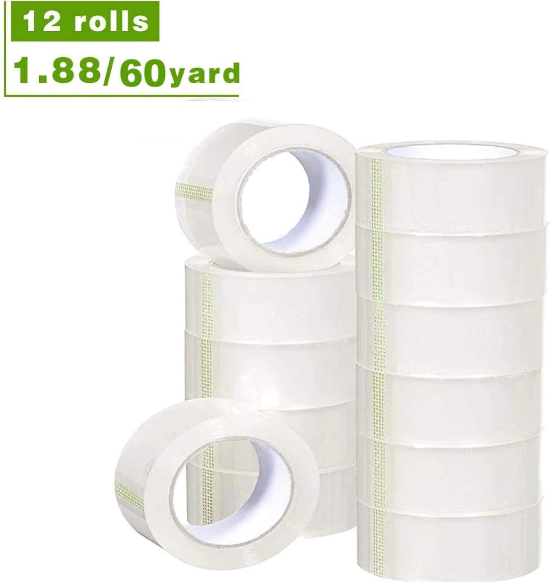 Printholic Packing Tape-110 Yards Per Roll (12 Rolls) 1.88 Inch with Wide Stronger and Thicker, Clear Packing Tape for Moving Packaging Shipping, Office or shiping-Storage-Tape-Packing-Refill-Shipping : Office Products