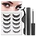 Magnetic Eyelashes with Eyeliner, Magnetic Eyeliner and Magnetic Eyelash Kit, Natural Look False Eyelashes, Extra Strength Magnetic Eyeliner, easy to wear and Reusable (5-Pairs)