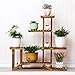 unho Tiered Wood Plant Stand: Large Flower Pot Holder Shelf 6 Potted Planter Display Rack for Garden Patio Balcony Living Room Indoor Outdoor