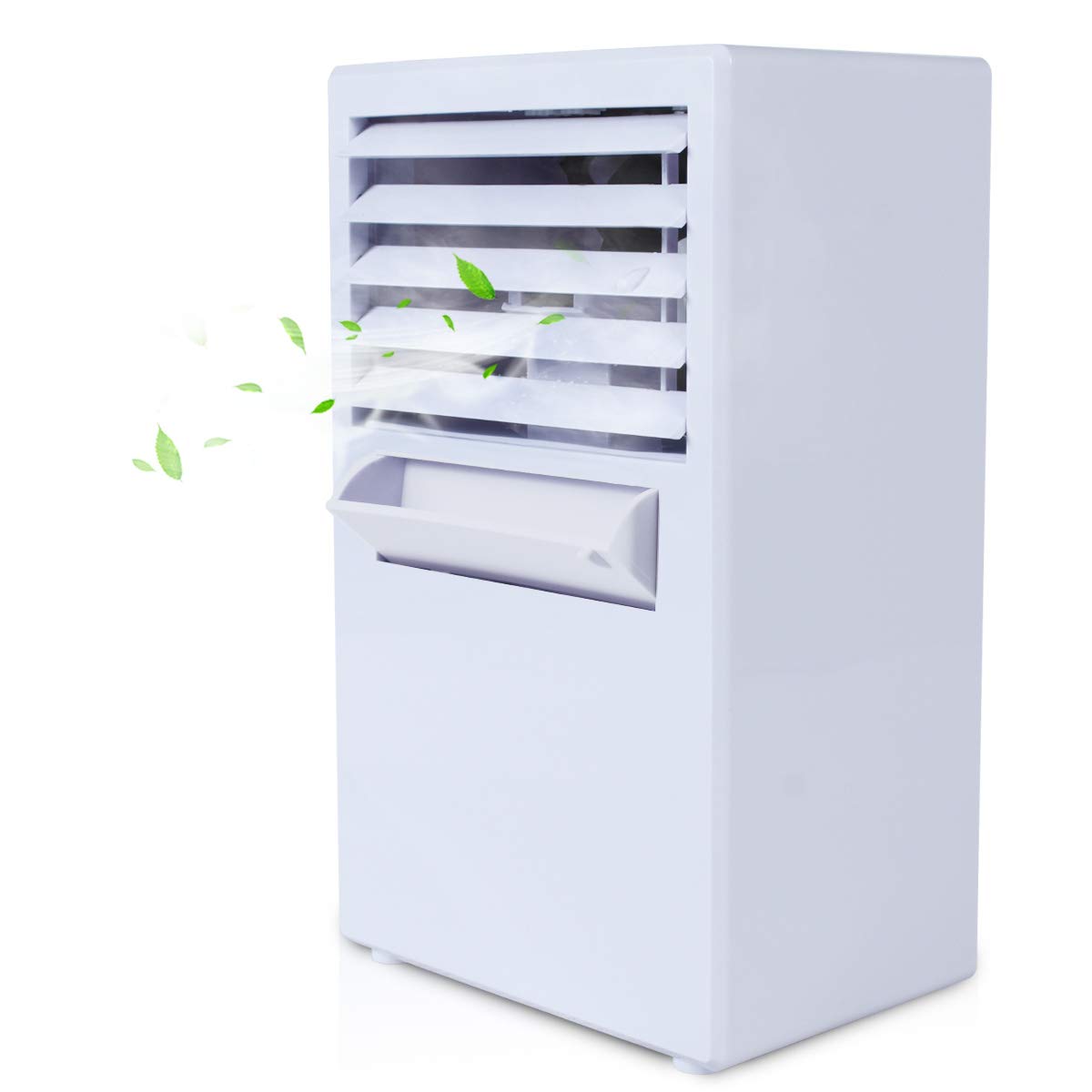 Vshow Personal Air Cooler, Mini Air Conditioner, Portable Air Cooler,Cold Air Fan| Misting Bladeless Quiet Cooling Desk Fan - Upgrade Version White