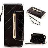 5S Leather,5S Case,5S Cover,iPhone 5S Flip Case,Canica [Black][PU][Card Slots]Leather Case Cover For iPhone 5 5S