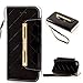 5S Leather,5S Case,5S Cover,iPhone 5S Flip Case,Canica [Black][PU][Card Slots]Leather Case Cover For iPhone 5 5S